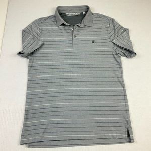 Travis Mathew Gray Striped Polo Shirt